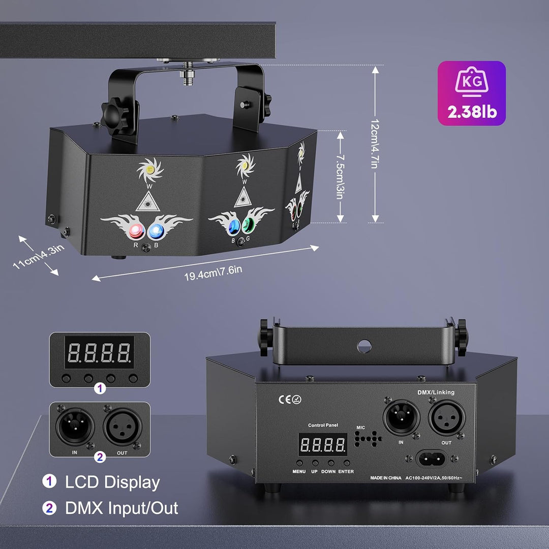 Discolicht Partylicht,DMX 9 Lens LED RGB Bühne Licht Stroboskop Beleuchtung Effekt Dj Projektor mit