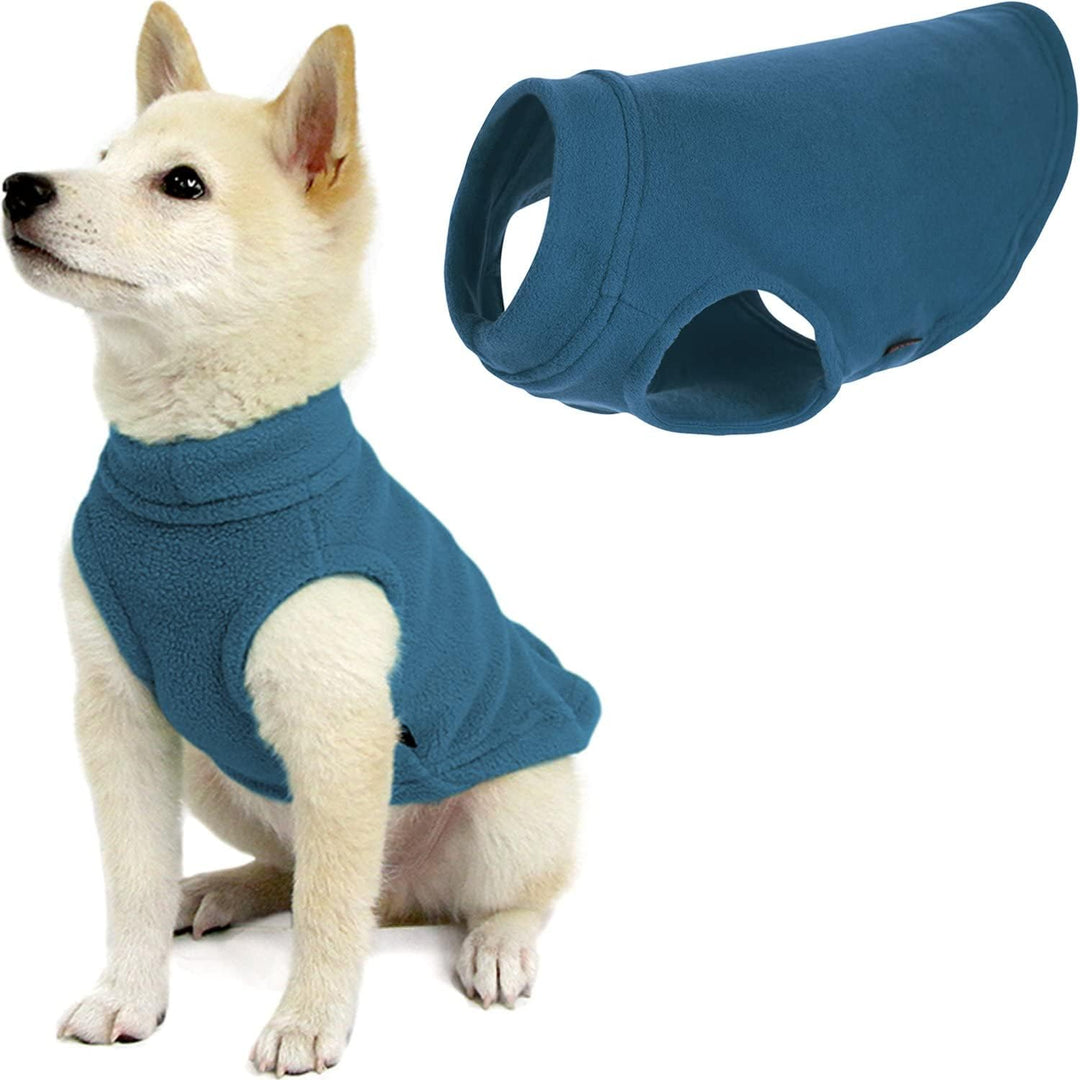 Gooby - Stretch Fleece Weste Pullover Fleece Weste Jacke Pullover für Hunde Stahlblau Grösse S stahl