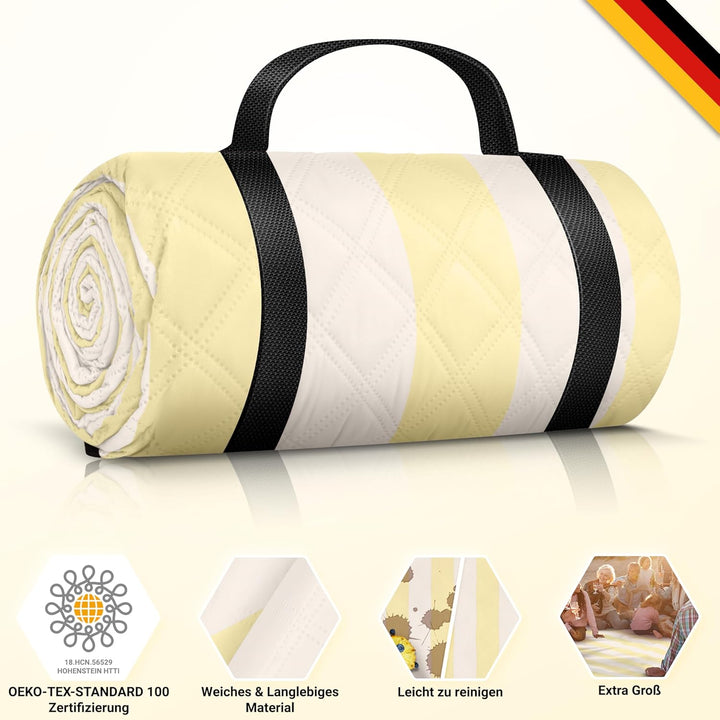 HOEL Picknickdecke 200x200 cm wasserabweisend + isoliert - Strandmatte gepolstert XXL - Picknickdeck