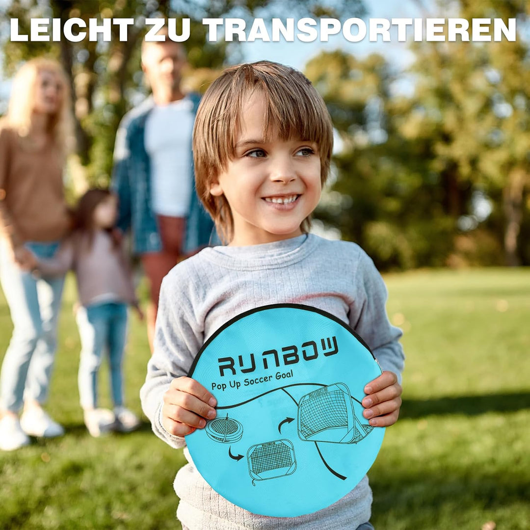 100 x 67 cm Kinder Fussballtor mit Tragebeutel, tragbares Pop-up-Fussballnetz für Hinterhoftraining,