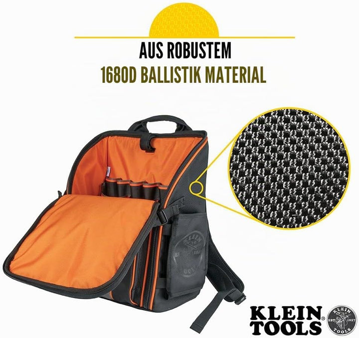 Klein Tools 55482 Werkzeugtasche Rucksack, robuster Tradesman Pro Werkzeug-Organizer mit 21 Taschen