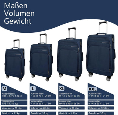 MY TRAVEL BAG Stoff Reisekoffer Trolley Erweiterbar mit Zwillingsrollen (M/L/XL/XXL oder 4er Set) We