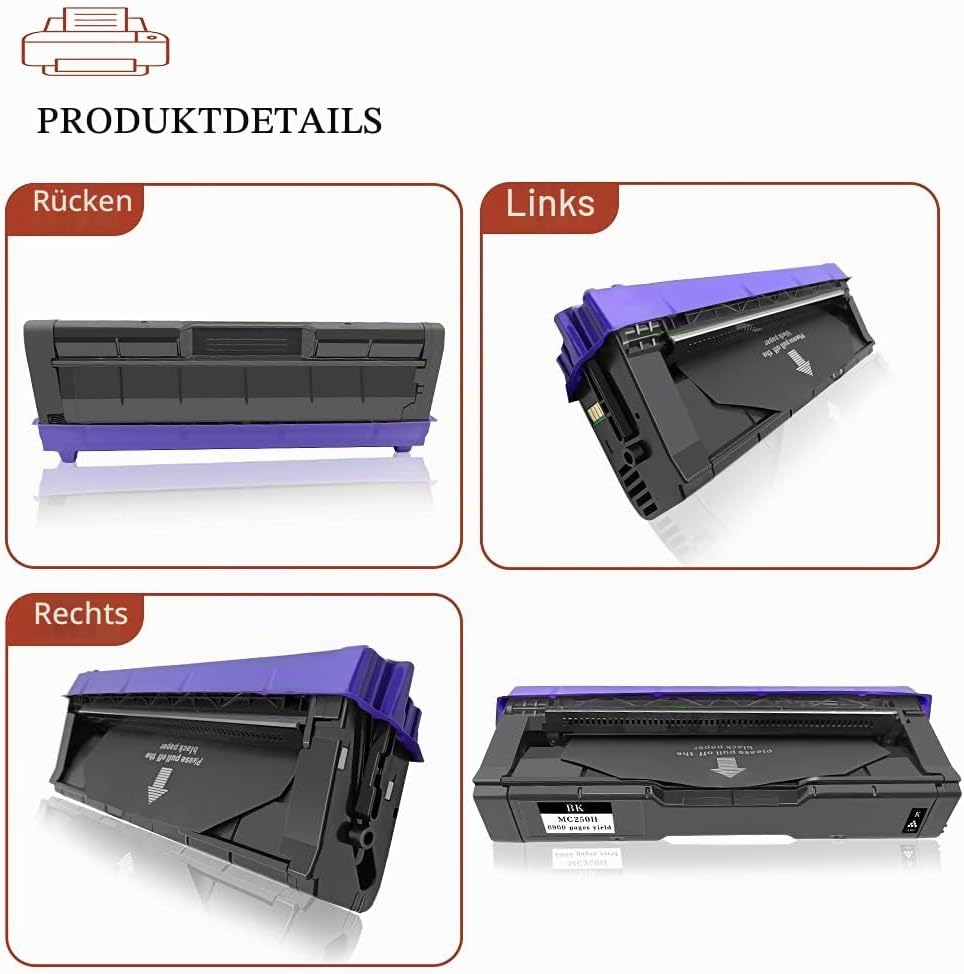 ASEKER Kompatibler Tonerkartusche M C250H für Ricoh M C250FWB, P C301W Drucker, 6,900 Seiten，408336