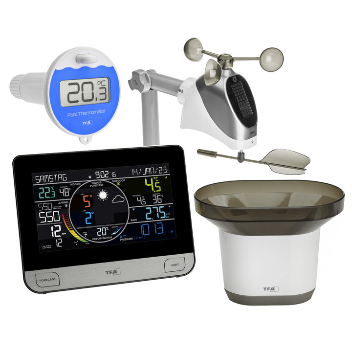 TFA-Dostmann Funk-Wetterstation mit WLAN VIEW PRO TFA 35.8003.01.89 Pool Farbdisplay, Aussensensor W