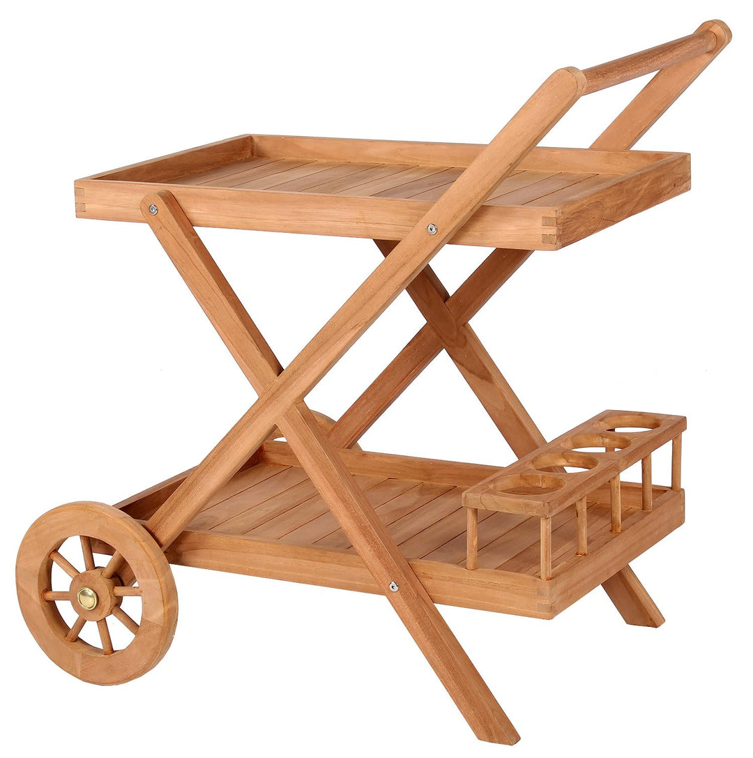 bene living Teakholz Servierwagen mit Rollen - Chester