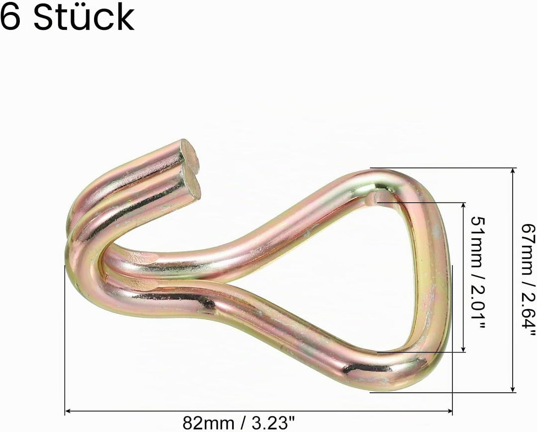 QUARKZMAN Ratschen-Doppel-J-Haken, Traglast 4409 lbs, Zinkfarbe für 2" Zurrgurte, für Auto, LKW, Anh