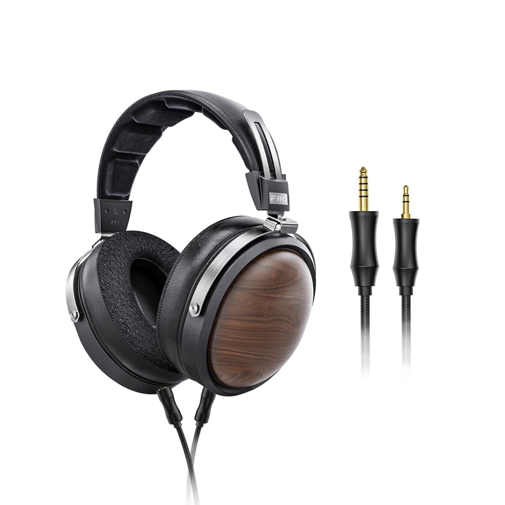 FiiO FT1 32Ω grosse dynamische Treiber-Kopfhörer mit Massivholzschalen Schwarz, Schwarz