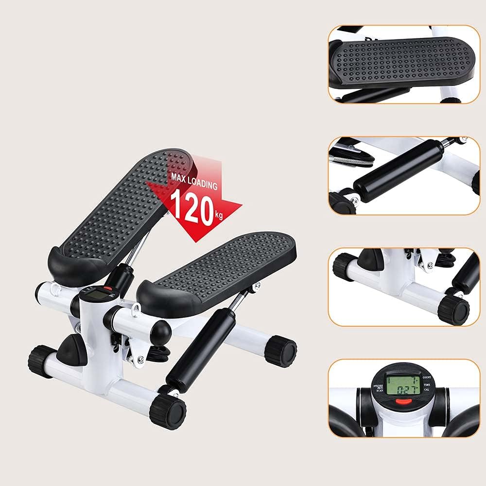 BAKAJI Stepper Training Fitness Cardio Beine Bauch Hüfte mit LCD-Display Kalorien Zeit und elastisch