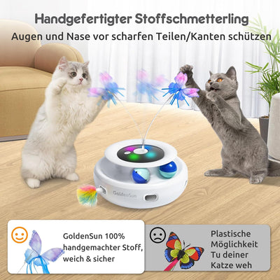 GoldenSun Katzenspielzeug, 3 in 1 Elektrisch Interaktives Automatischer Spielzeug für Katzen, Whack-