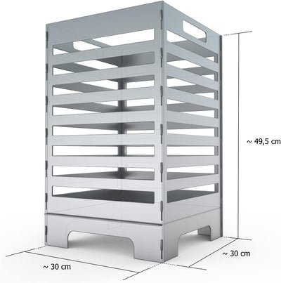 teileplus24 FT01 Feuertonne Feuerschale Feuerkorb Gross Eckig Steckbar Leichte Reinigung, Design:Str