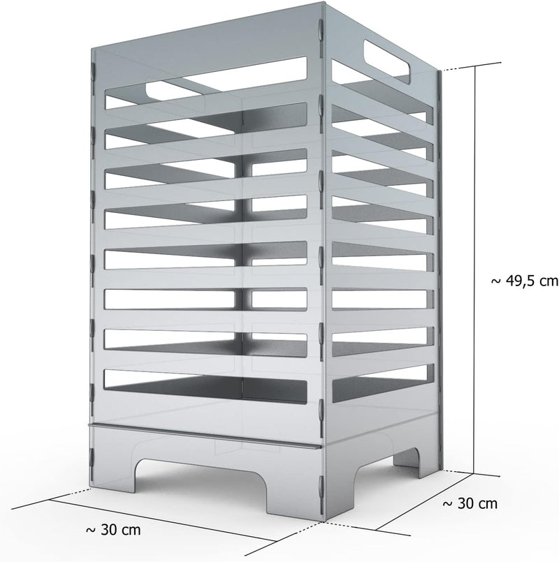 teileplus24 FT01 Feuertonne Feuerschale Feuerkorb Gross Eckig Steckbar Leichte Reinigung, Design:Str