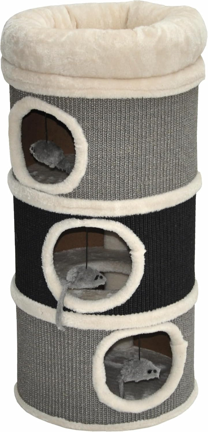 nanook Kratztonne Bella aus Sisal, Höhe 80 cm, Spieltonne für Katzen ø 35 cm, Katzenkratzbaum mit 3