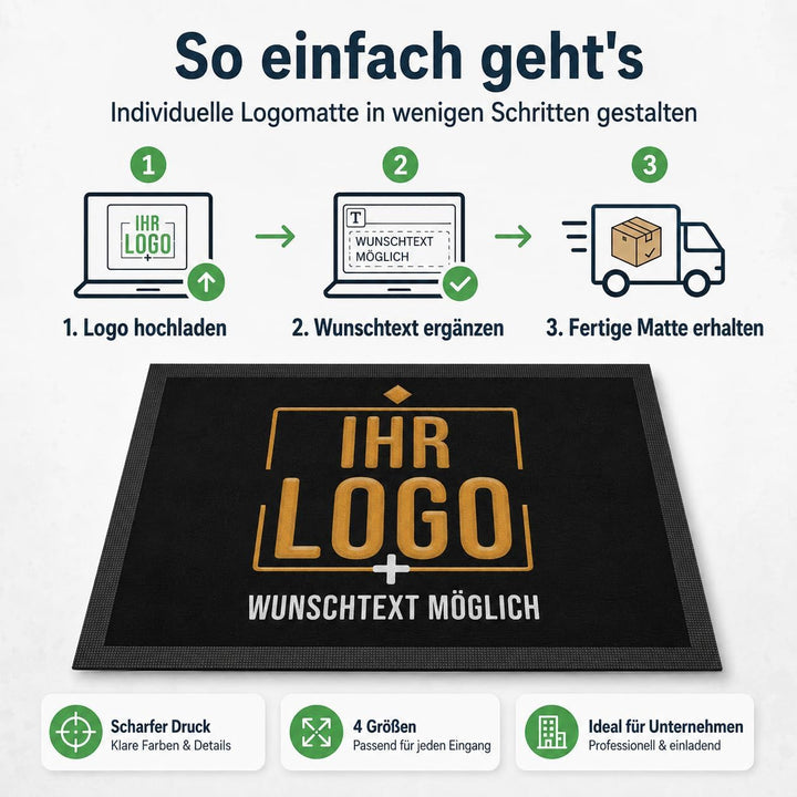 Print Royal Personalisierte Fussmatte mit Logo und Wunschtext - Logomatte - Schmutzfangmatte mit Log