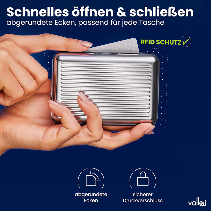 VALLET® Kreditkartenetui aus Aluminium | Ideal als Kartenetui & Visitenkarten Etuis | NFC & RFID Sch