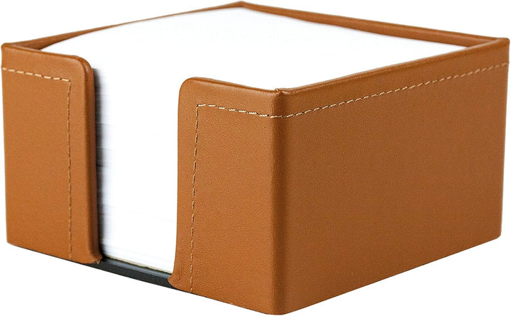 DELMON VARONE - Zettelkasten Premium Leder Boxcalf braun, Zettelbox inkl. 500 Blatt Papier, Notizklo