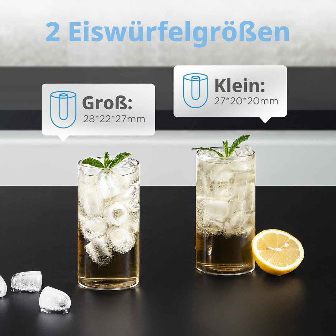 COMFEE' RCI12GY1EU(E) Eiswürfelmaschine, 8 Eiswürfel in 6 Min.,12 kg/24 Std.,1,3L Wassertank, Selbst