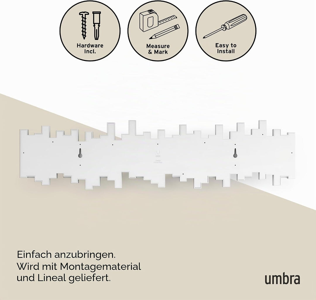 Umbra Stäbchen Garderobenhaken mit 8 Haken – Moderne und platzsparende Garderobenleiste mit acht Bew