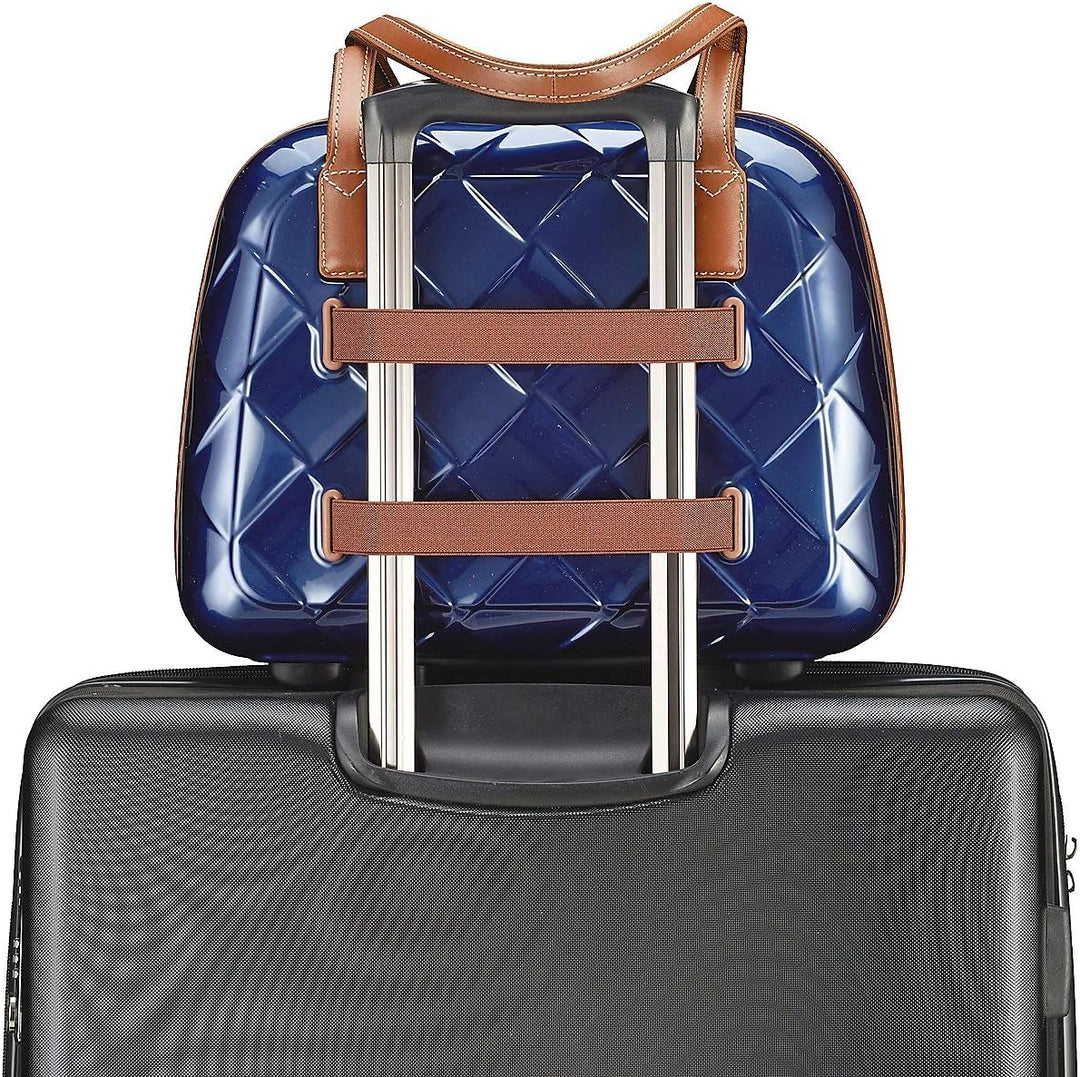 STRATIC Leather & More Hartschalen-Kosmetikkoffer Beautycase Handgepäck, Echtleder-Adressanhänger, T