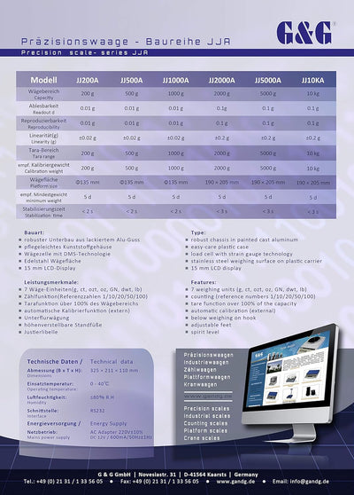 JJ5000A 5000g/0,1g Präzisionswaage Laborwaage Feinwaage Industriewaage Tischwaage Goldwaage G&G