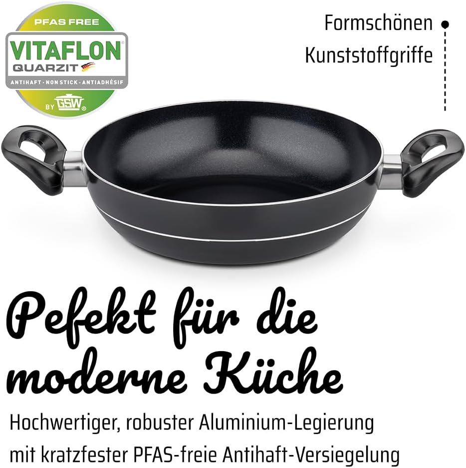 GSW Kochtopf Set Milano Nero, 15-teilig, Hochwertiges Topfset für Induktion, Ceran & Gas, Antihaftbe