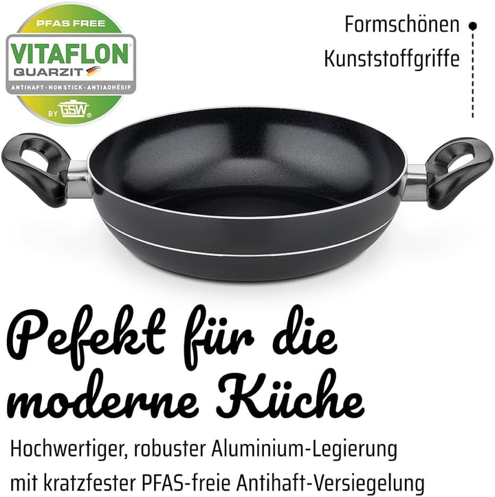 GSW Kochtopf Set Milano Nero, 15-teilig, Hochwertiges Topfset für Induktion, Ceran & Gas, Antihaftbe