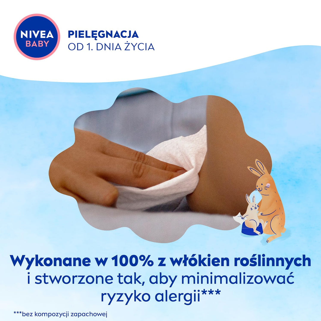 NIVEA BABY Biologisch abbaubare Toddies, 1 x 57 Stk. (Packung mit 5) Weiss 57 stück (5er Pack), Wei&
