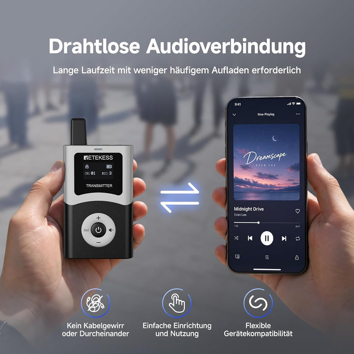 Retekess T130U Audio Tour Guide System Set, Reiseleitersystem(1-15) | 200 m, 40 Stunden, 16 USB Lade