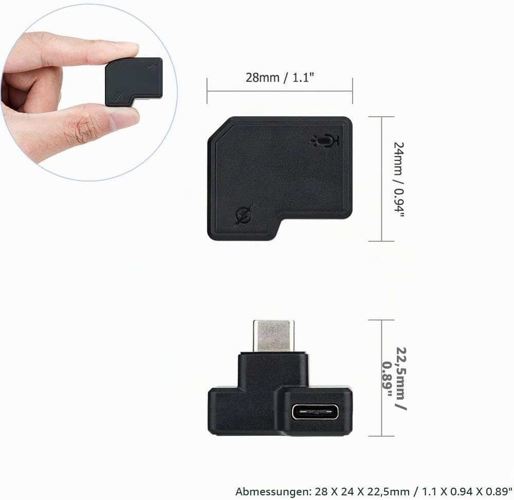 JJC 3,5 mm/USB-C Adapter für DJI Osmo Action Kamera, 3,5mm Mikrofon TRS Stecker für Externes Mikrofo
