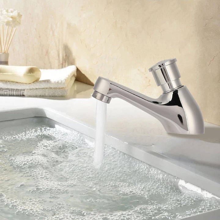 Waschtischarmatur, G1/2 Verzögerung Wasserhahn Einzelner Kaltwasserhahn Selbstschliessende Wasserspa