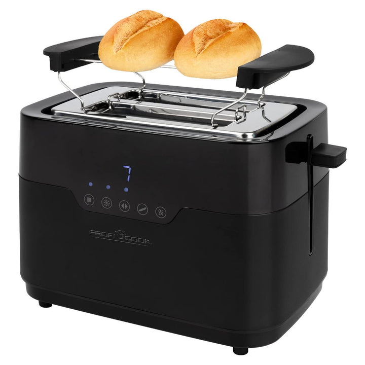 ProfiCook Toaster 2 Scheiben mit Brötchen Aufsatz und extra breitem Toast-Schlitz, Auftaufunktion, 7