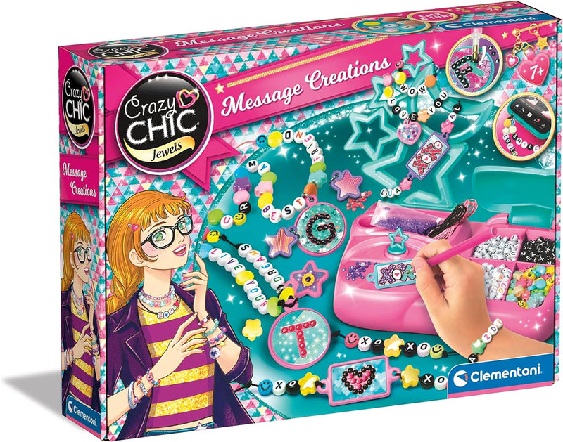 Clementoni - Crazy Chic Lab-Set zur Herstellung von Armbändern, Charms, Halsketten, Kreativspiel für