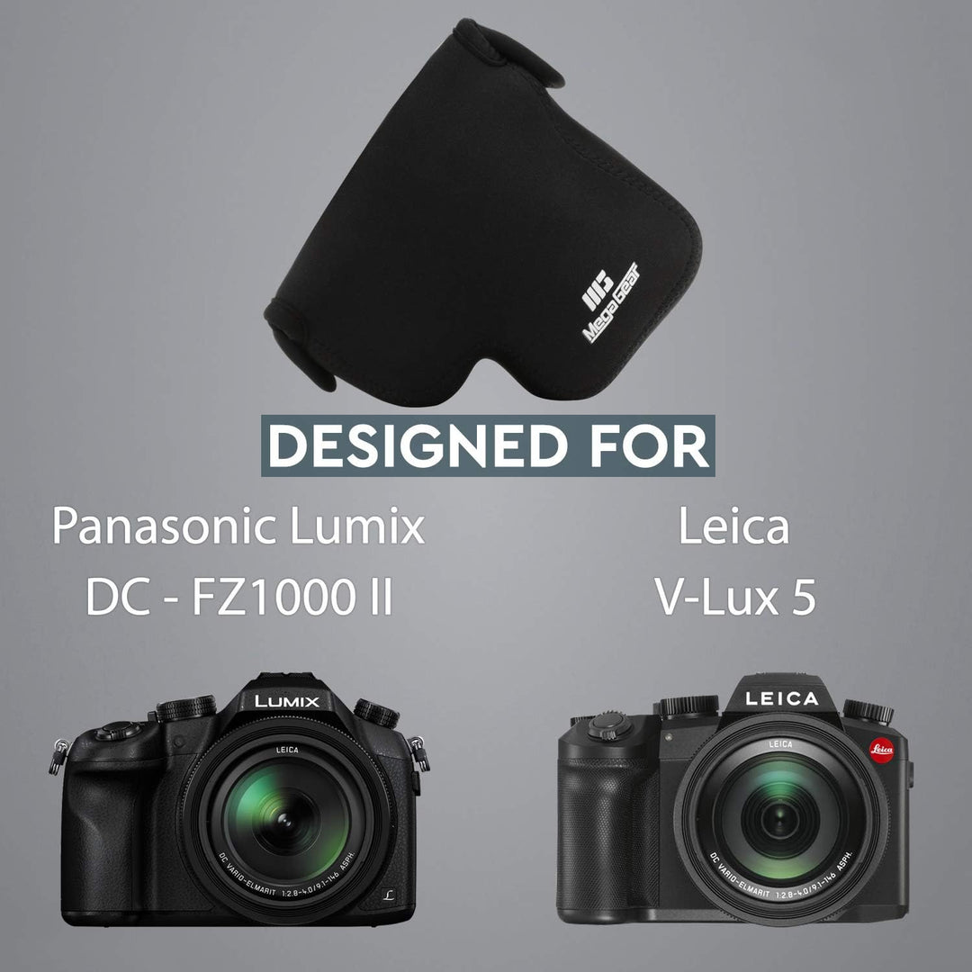 MegaGear MG1687 Kameratasche aus Neopren, für Panasonic Lumix DC-FZ1000 II, Leica V-Lux 5 - Schwarz,