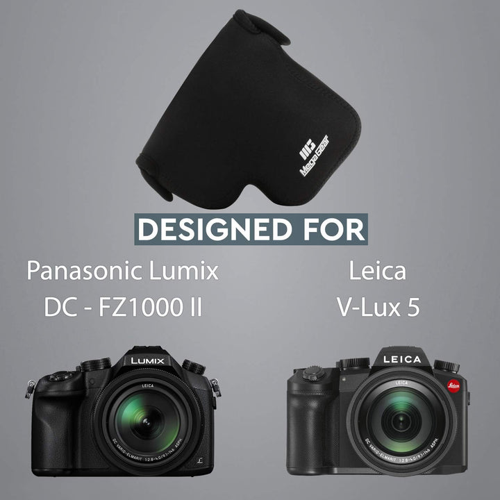 MegaGear MG1687 Kameratasche aus Neopren, für Panasonic Lumix DC-FZ1000 II, Leica V-Lux 5 - Schwarz,