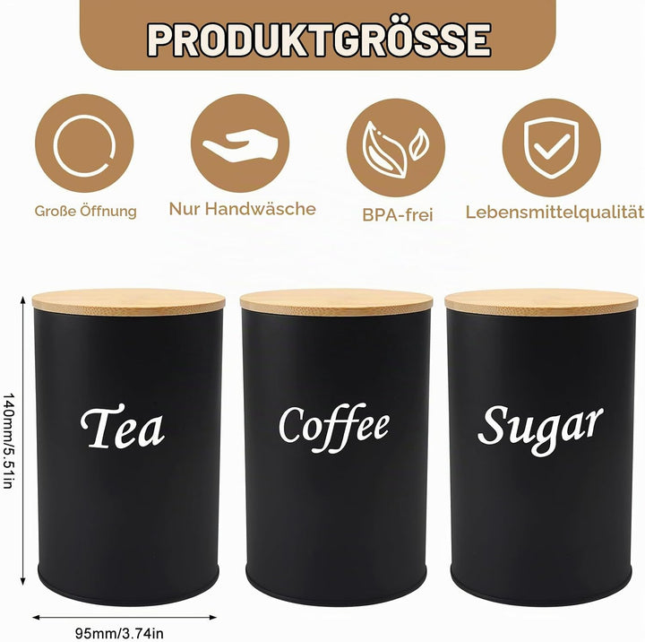 3 Stück Kaffeedose Luftdicht 500g, 500ML Kaffeebohnen Behälter, Kaffeebehälter Luftdicht für Kaffeeb