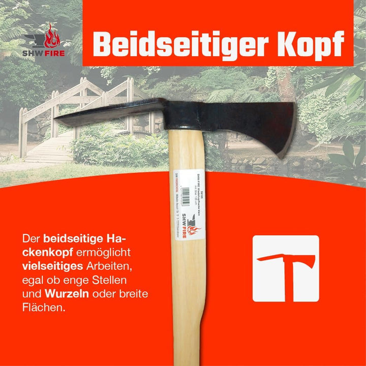 SHW-FIRE Profi Wiedehopfhacke klein - Gartenhacke mit Breitblatt, robust geschmiedet und 135cm Stiel