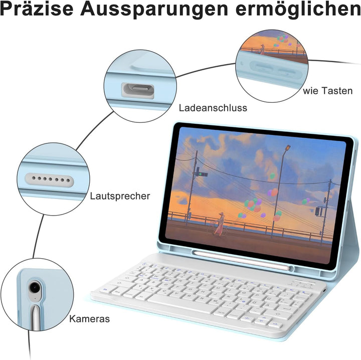 IVEOPPE Tastatur für Samsung Galaxy Tab S9 FE 10.9"/S9 11", Hülle mit Tastatur für Samsung Tab S9/S9