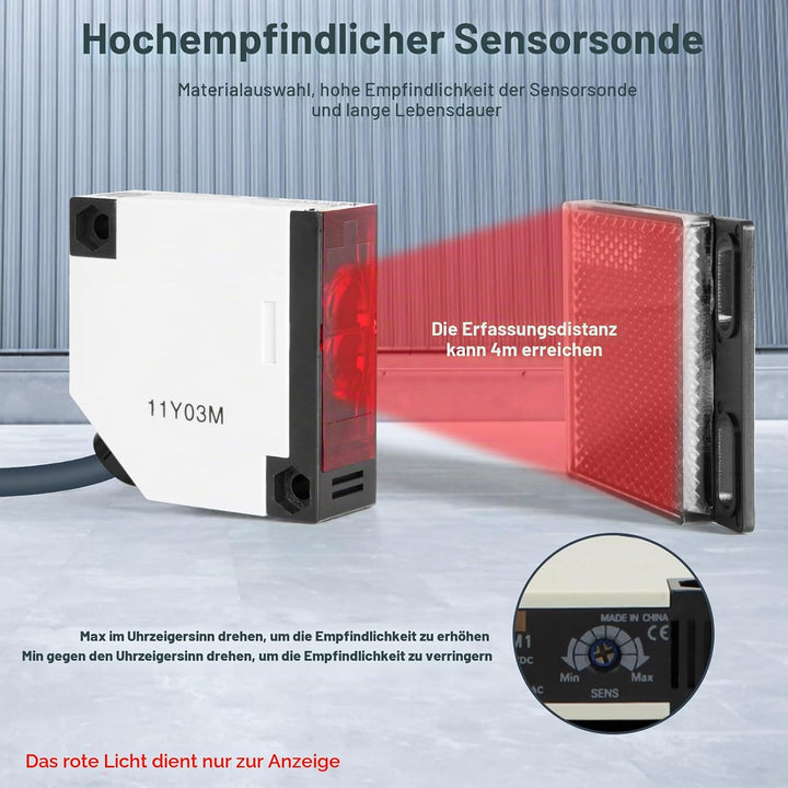 DEWIN Reflexions Lichtschranke, Reflexlichtschranke Photoelektrischer Induktionsschalter E3JK-R4M1 S