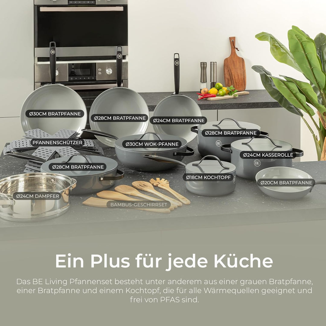 Be Living Essential Kochtopf mit Deckel Ø 28 cm (7 L) Induktion Schmortopf, Non Stick Keramik Antiha