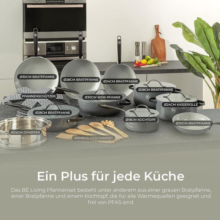 Be Living Essential Kochtopf mit Deckel Ø 28 cm (7 L) Induktion Schmortopf, Non Stick Keramik Antiha