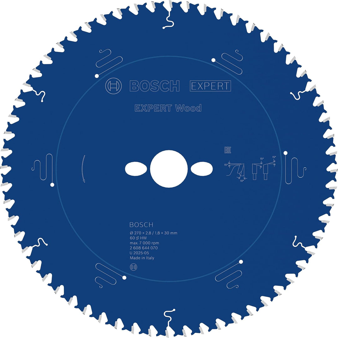 Bosch Professional 1x Kreissägeblatt Expert for Wood (Holz, Sägeblatt Ø 270 x 30 x 2,8 mm, 60 Zähne,
