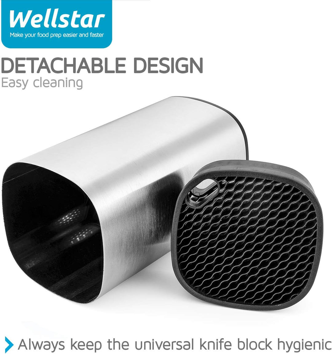 WELLSTAR Universal Messerblock ohne Messer,Messerhalter Unbestückt,Messerblock Edelstahl,Sicherer Pl