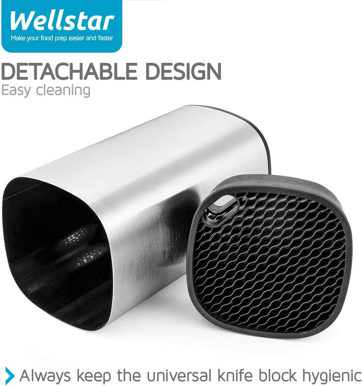 WELLSTAR Universal Messerblock ohne Messer,Messerhalter Unbestückt,Messerblock Edelstahl,Sicherer Pl