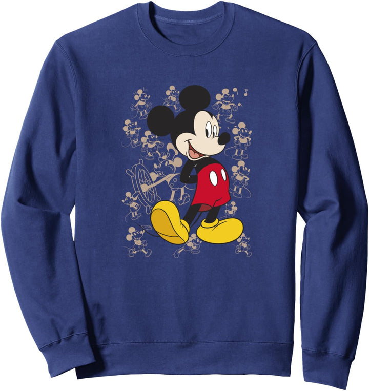 Disney Mickey Mouse Retro Sketches From The Past Background Sweatshirt
