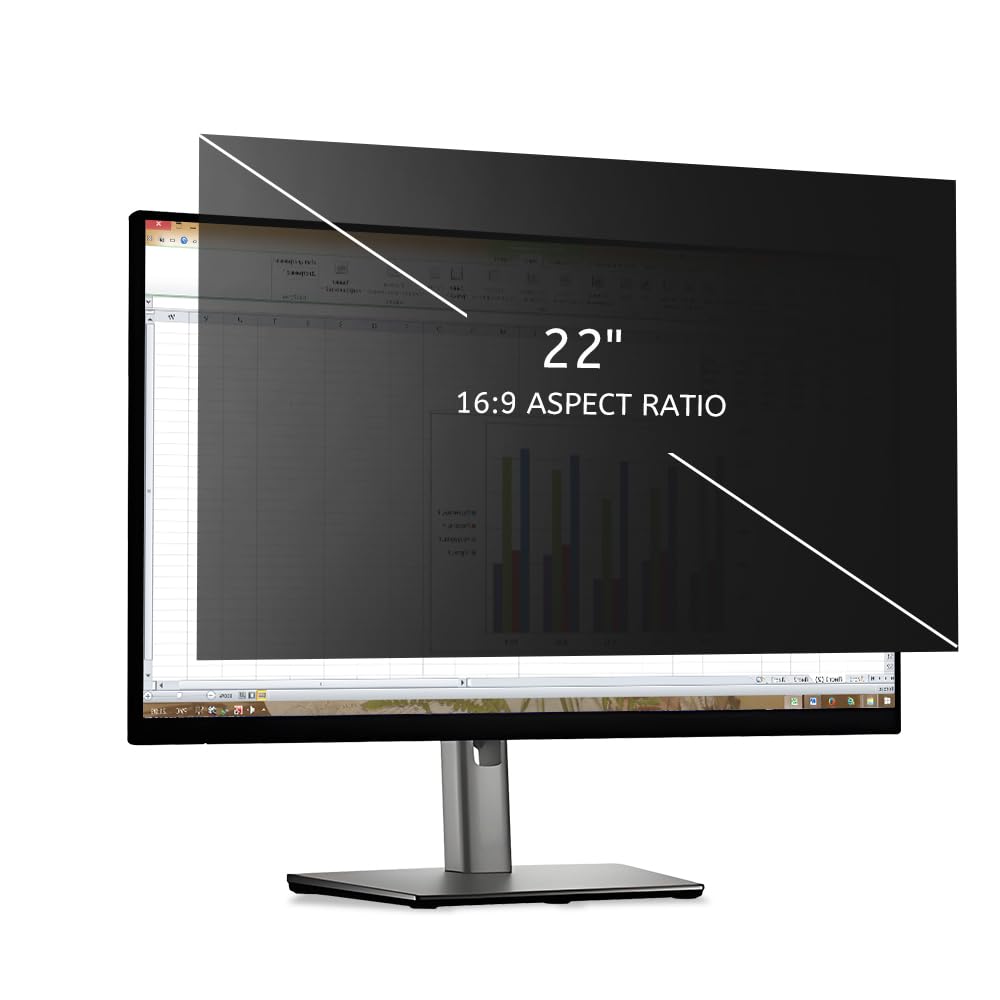 MOBDIK Abnehmbarer Computer Blickschutzfolie 22 Zoll für 16:9 Monitor, Anti Glare Blaulicht Filter,