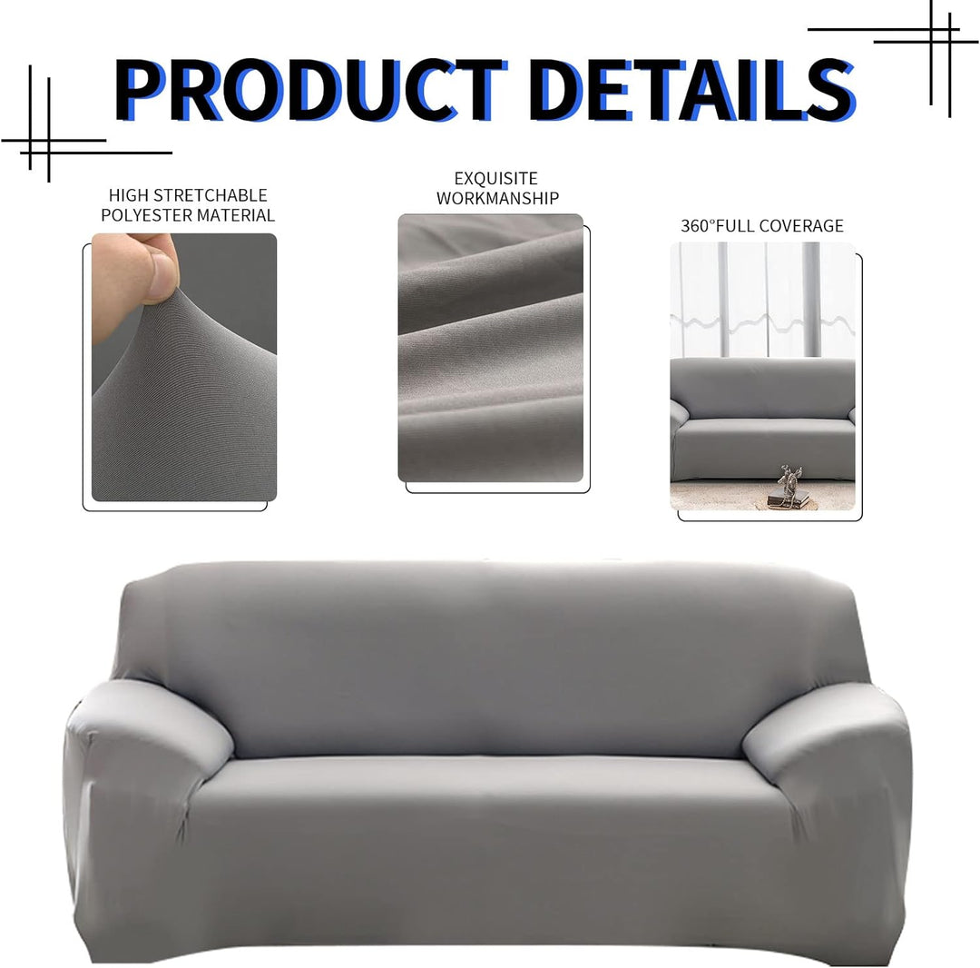 Lydevo Sofabezug 3 Sitzer Stretch Sofahusse Elastischer Sofabezug Spandex Sofa Überzug mit 2 Kissenb