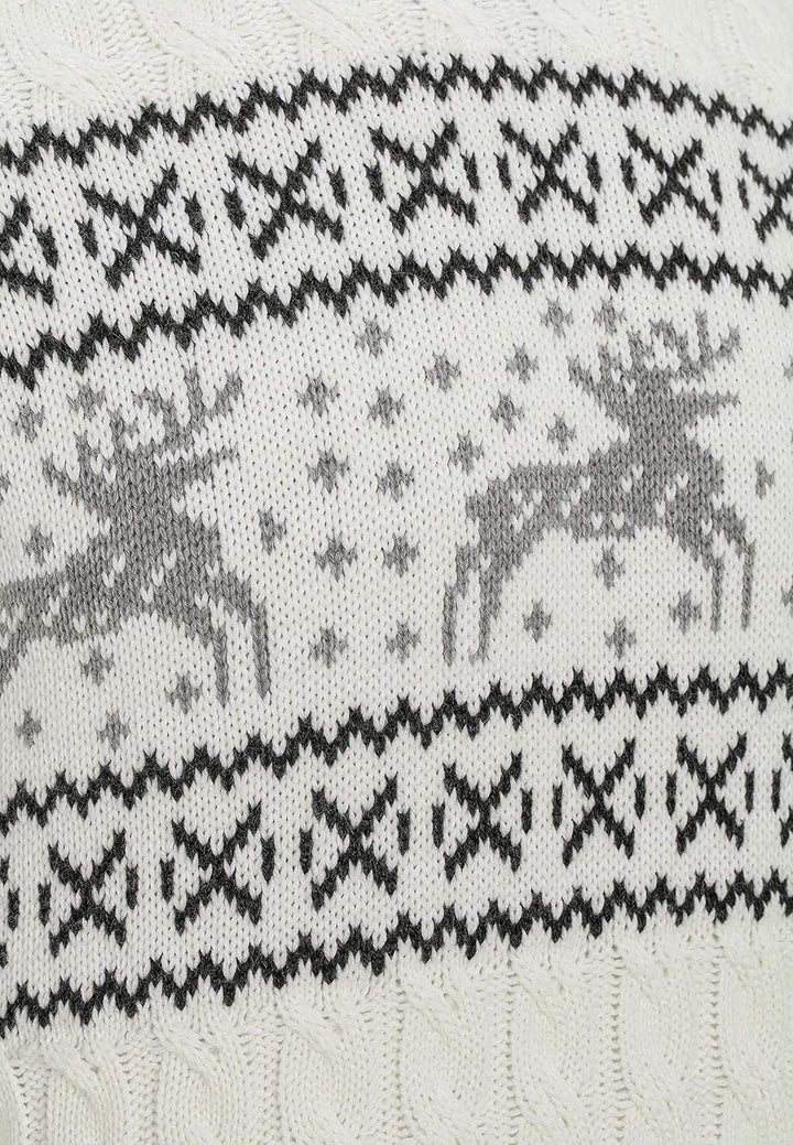 Red Bridge Herren Strickpullover Norweger Pullover Slim-Fit Plait Reindeer S Weiss, S Weiss