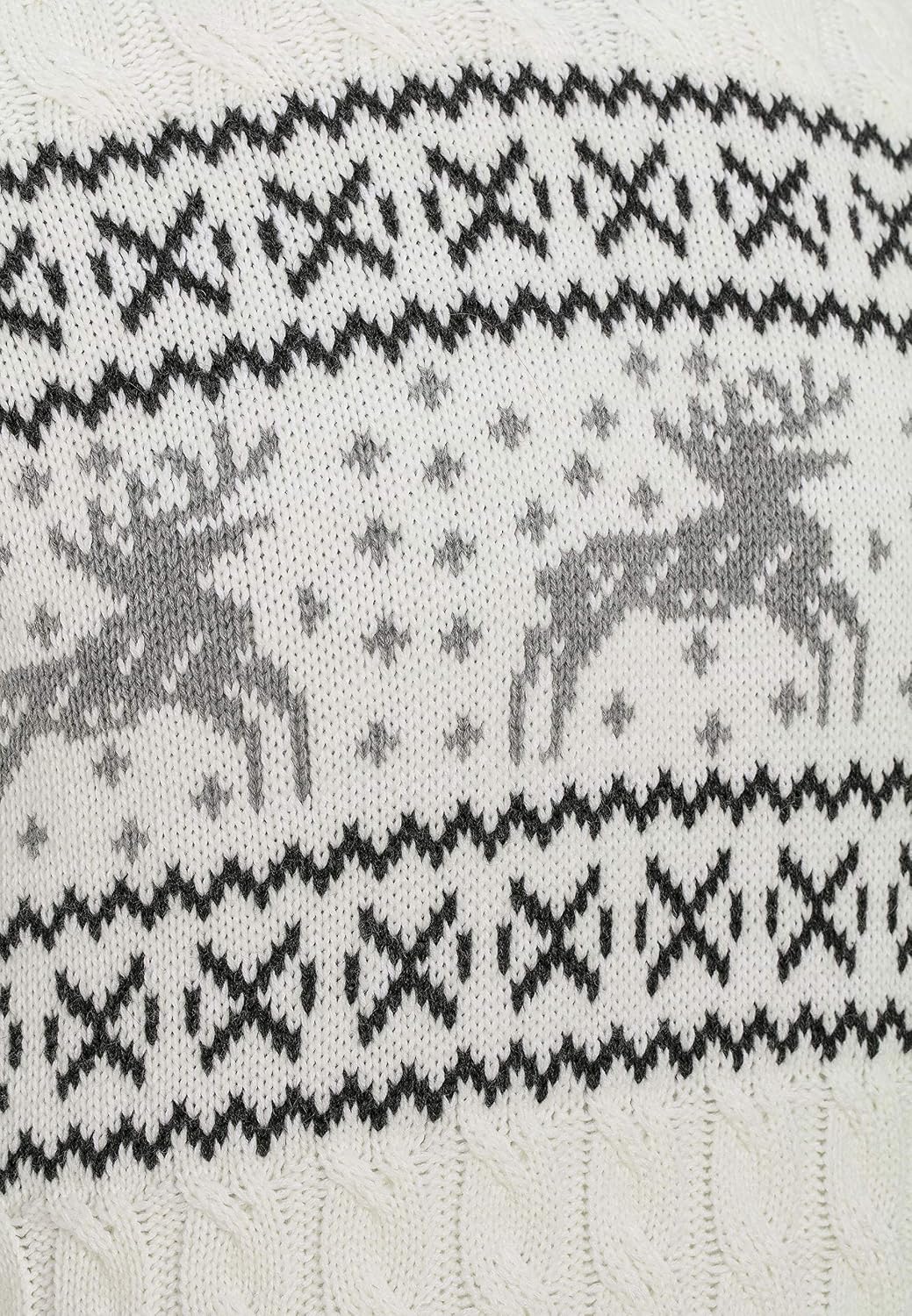 Red Bridge Herren Strickpullover Norweger Pullover Slim-Fit Plait Reindeer XL Weiss, XL Weiss