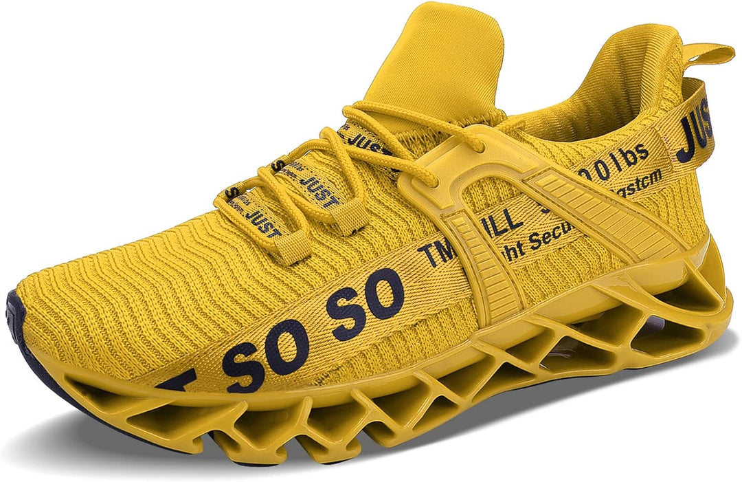 Wonesion Herren Fitness Laufschuhe Atmungsaktiv rutschfeste Mode Sneaker Sportschuhe 41 EU 3 Gelb, 4
