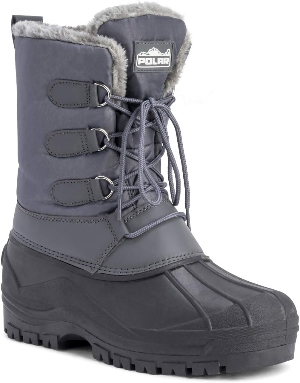 Polar Herren Dreck Schnüren Short Nylon Winter Schnee Regen Schnüren Wasserdicht Duck Stiefels, Grau