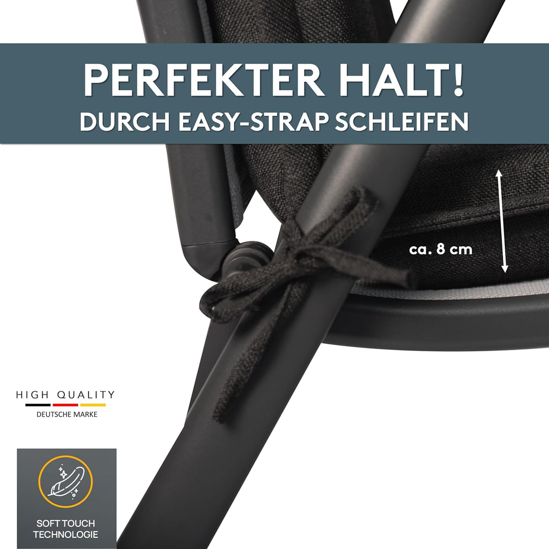 LILENO HOME Gartenstuhl Auflagen als [2er Set - Niedriglehner] in Anthrazit Y - bequeme Liegen als S